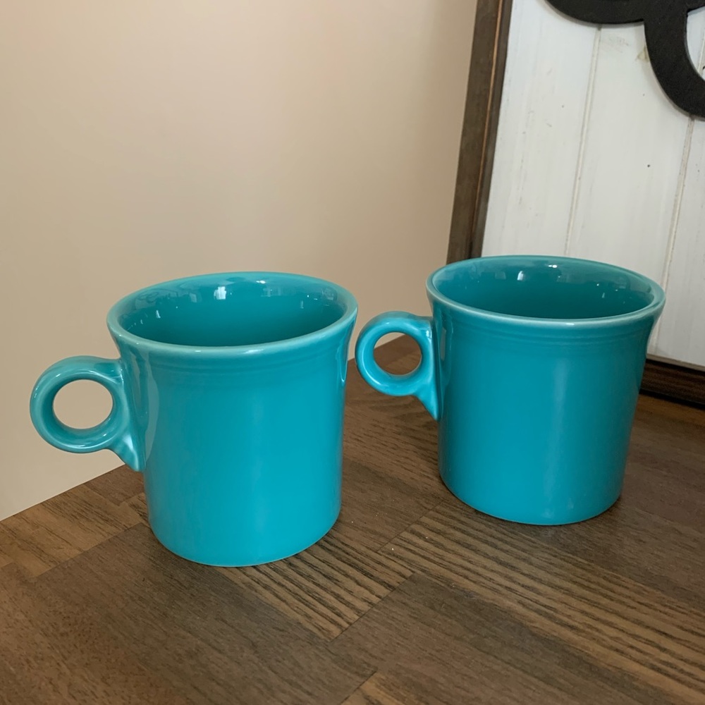 Fiesta Turquoise Ceramic Coffee Mugs- Set of 2